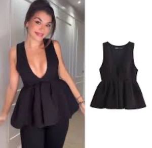 Chic Black Peplum Top