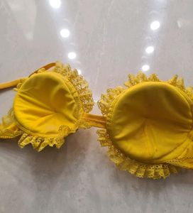 Marigold Yellow ruffled trim bra