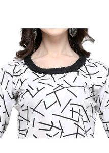 🤍Geometric Print Bell Sleeve Top✨