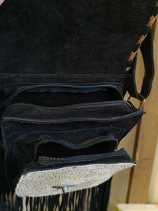 patchwork leather sling