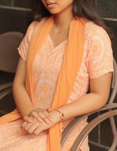 Peach Paisley Dress with Scarf