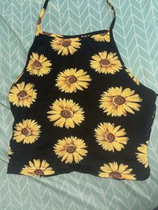 Sunflower Print Halter Top