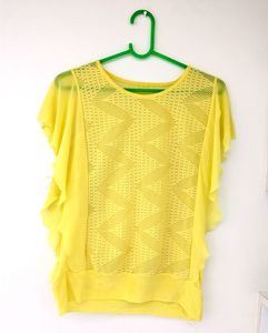 Trendy Yellow Ruffle Top