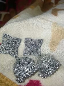 Silver Jhumka Earrings