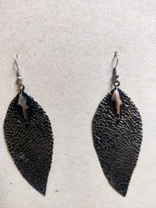 Silver Plated Leaf Shaped Dropping Earrings