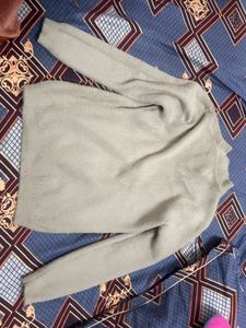 Beige Knit Mock Neck Sweater