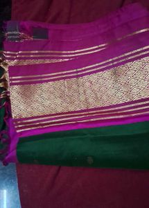 Green &amp; Pink  Pure Silk Saree