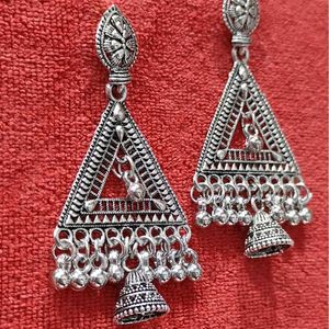 Silver Tone Jhumka Earrings