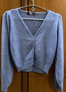 Cute Blue Cropped Sweater