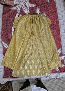 Elegant Golden Kurta pant dupatta Set