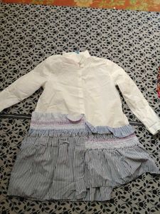 Girls White & Blue Dress