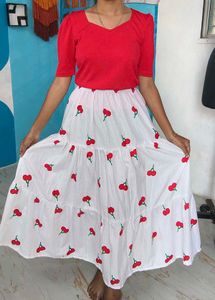 Cherry Print Skirt And Top