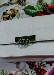 White Lino Perros Purse Clutch Bag Slingbag