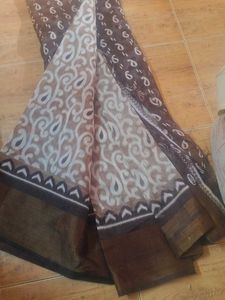 Elegant Brown & White Saree