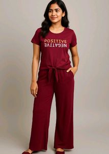 Burgundy &#39;Positive Negative&#39; Graphic Tee &amp; Skirt S