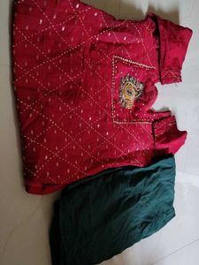 Combo Of 2 Kurta Set Floral Pink &amp; Green Suit
