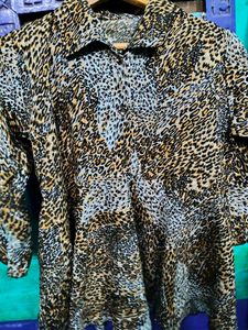 Leopard Print Button-Down Top