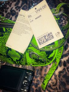 Y2K Lime Snakeskin Shoulder Bag