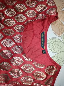 Avaasa Red &amp; Gold Print Top
