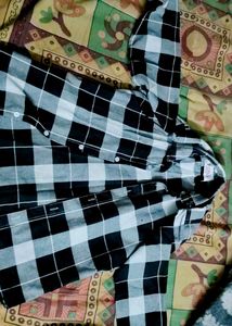 Black and White Checked Button-Down