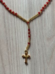 Red and Golden Beaded Rosary