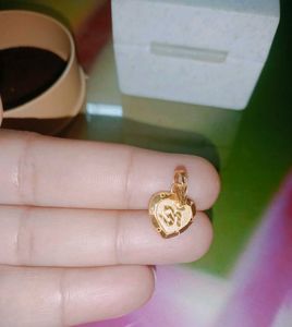 pure gold Om Heart Pendant, small size