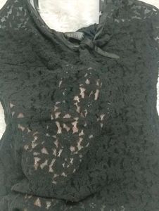 Black Lace Asymmetrical Cami Top