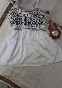 Embroided Peplum WhiteTop