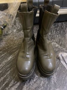 H&amp;M Olive Platform Boots