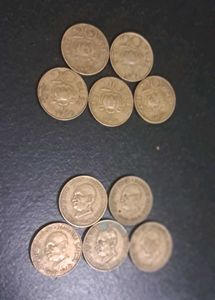 10 Vintage 20paisa Brass Coins