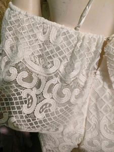 White Lace Ruffle Romper
