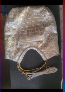 Sparkly Silver Croc Embossed Handbag