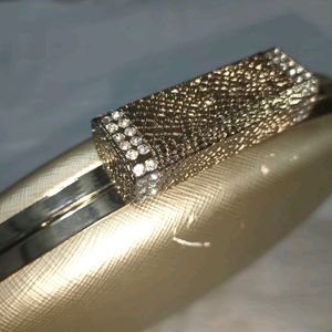 Golden Clutch Bag With Chain Sling Attachment