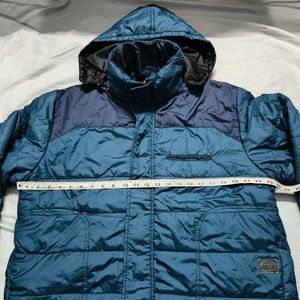 Teal Blue Quilted Puffer Jacket