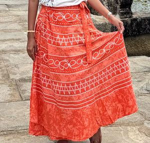 Orange Patterned Skirt