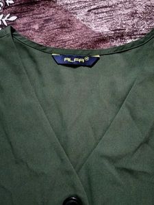 Olive Green Button-Up Blouse