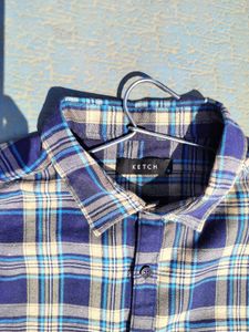 Men Check Shirt Blue