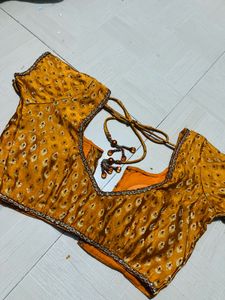 Mustard Brocade Back-Tie Blouse