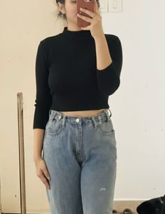 Sassafras Black Ribbed Top