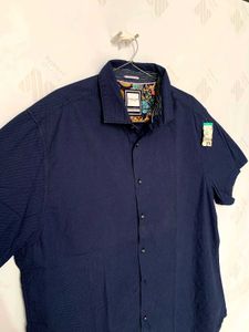 Navy Blue Patterned Shirt