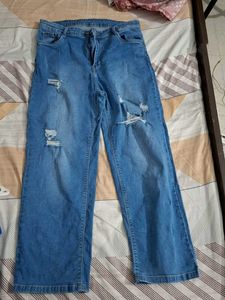 Ripped Wide-Leg Jeans