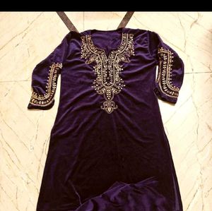Elegant Embellished Velvet Kurti