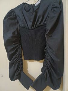 Zara Black Puff Sleeve Top