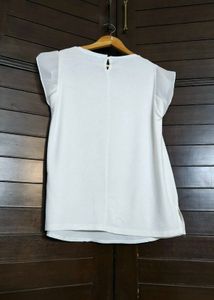 Me.Sense Women White Mesh Casual Top