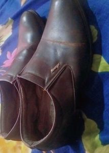 Bata Brown Leather Slip-On Shoes