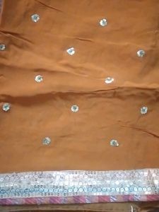 Brown Sari with Sequin Detail