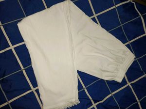 White Trousers Pants with Lace Detail
