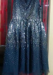 Sparkling Navy Blue Sleeveless Dress for Girls