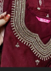 Maroon Embellished Suit Set