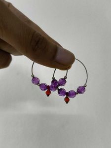 New Purple Beads Hoops (Handmade)